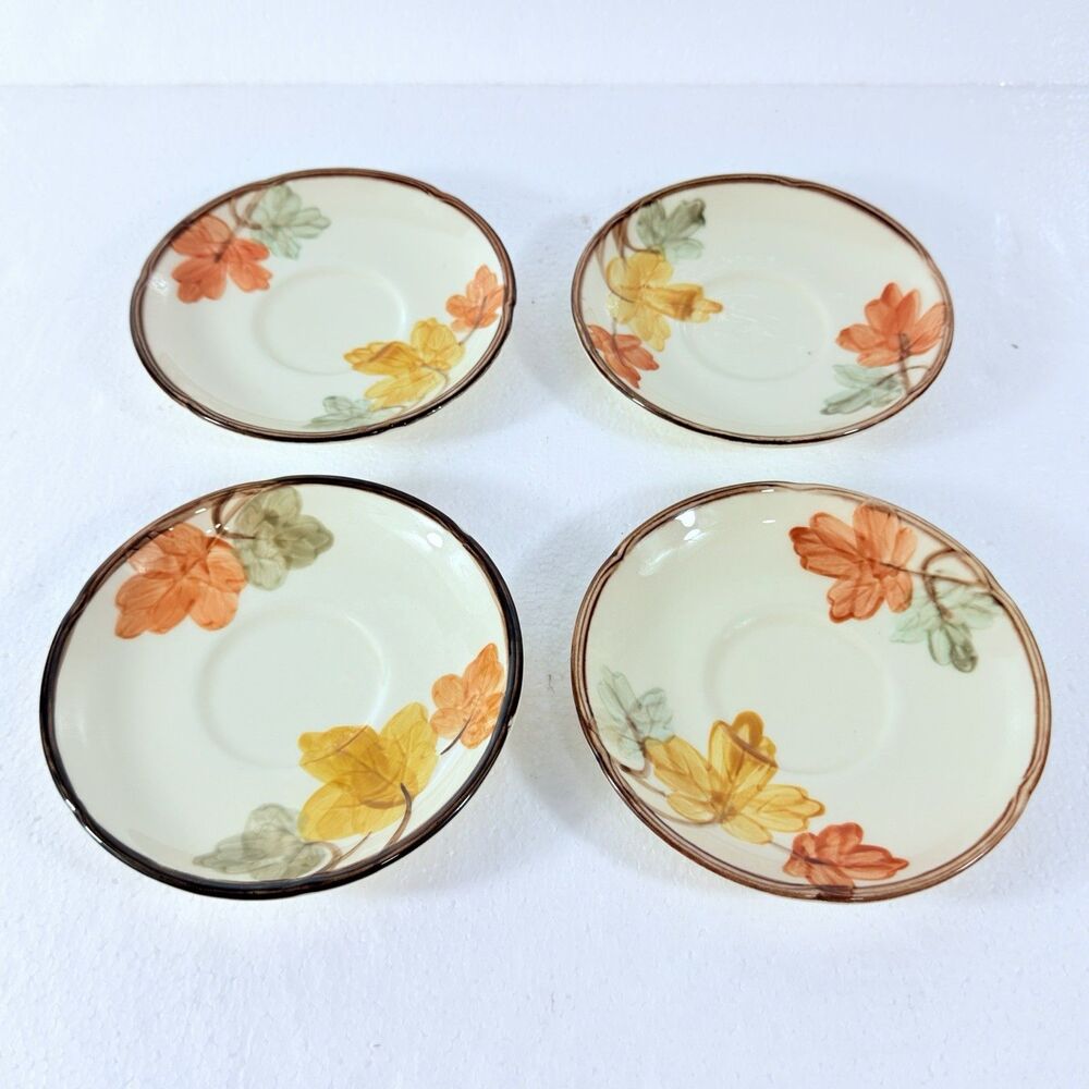 Set of 4 Vintage Franciscan October Fall Leaves 5 3/4" Saucers